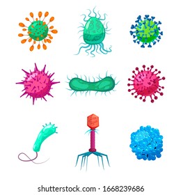 Fijar bacterias virus gérmenes microorganismos objetos causantes de enfermedades microbios pandémicos, infecciones de hongos. Icono de estilo de dibujo de ilustración aislado de vectores