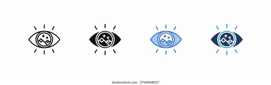 Set of vision icon collection in multiple style. Icon suitable for web and mobile application