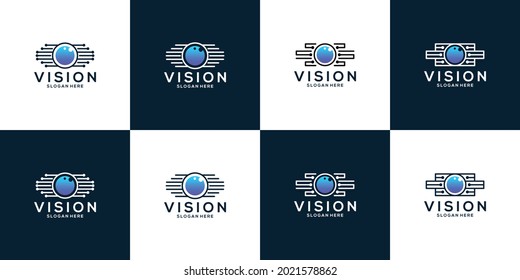 set of vision logo design technology