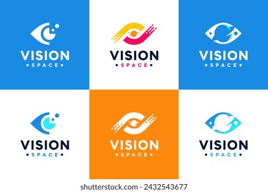 Satz von Vision-Logo mit Raum, Technologie-Universum, Logo-Design-Vorlage.