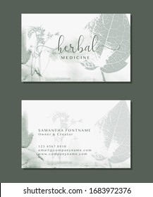 Set of visit cards for Natural organic herbal cosmetics. Elegant branding design collection for organic cosmetic, Pharmacy, hand made products, medicine, skin care