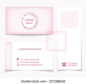 Set of visit cards, seamless pattern and a transparent layer. 