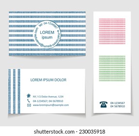 Set of visit cards and two seamless patterns with grunge texture. 