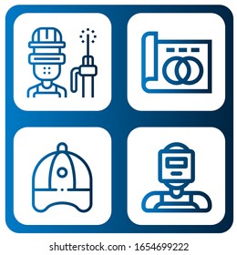 Set of visor icons. Such as Welder, Greyscale, Baseball cap , visor icons
