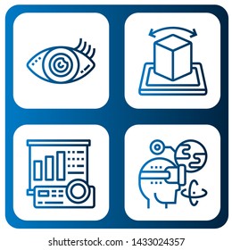 Set of visual icons such as Vision, Augmented reality, Projector screen , visual
