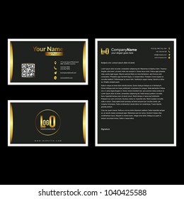 Set of Visual identity with letter logo elements Letterhead and Business Card design style brochure cover template mockups for business