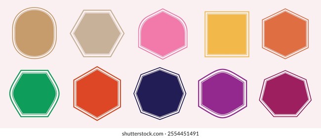 Set of vitage label and badges shape. Abstract and basic shapes collection. Geometric formal shapes with Polygonal elements. vector