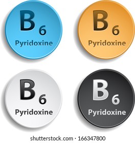 Set of vitamin b6 different colors. eps10