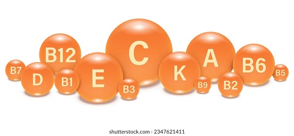 Set of vitamins (A, E,C, K, B, D) vector. Multivitamins sign. Multi Vitamin complex on a white background. 