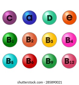 Set Vitamins icon. Isolated On White Background.