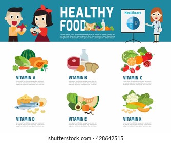 Set of vitamins and minerals foods illustration.
