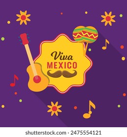 Set von Viva Mexican Social Media Post Banner mit traditionellen Elemente Vektorgrafik. Mexikanische Feier Viva Party Poster Vorlage.