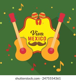 Set of Viva Mexican Social Media Post Banner With Traditional Elements Vector. Mexican Celebration Viva Party Poster Template.