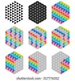 Set of vivid color triangle in the cube