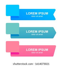 Set of vivid flat gradient geometric shape vector banners with a modern origami ribbon design style