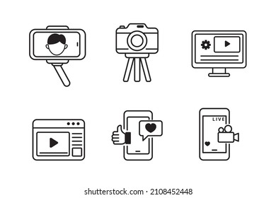 Set Of Vlog Icon In Black Design Isolated On White Background