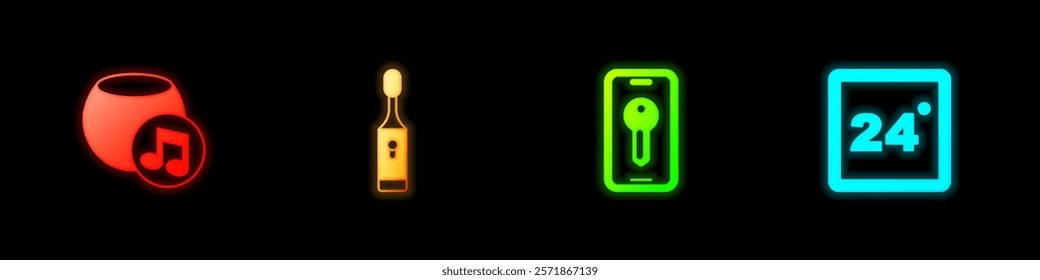 Set Voice assistant, Electric toothbrush, Smart key and Thermostat icon. Vector