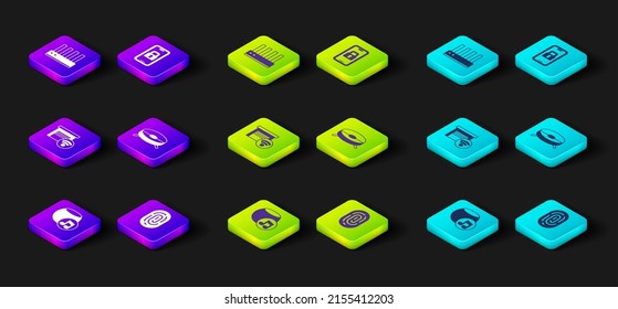 Set Voice Assistant, Fingerprint, Smart garage, aspiradora Robot, cerradura de puerta digital e icono de señal Router y wi-fi. Vector