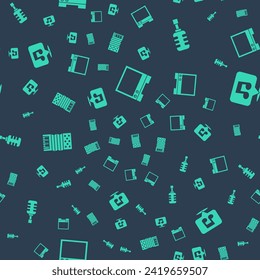 Set Voice assistant, Microphone, Accordion and Music note, tone on seamless pattern. Vector