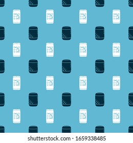 Set Voice assistant and Mobile and graphic password protection on seamless pattern. Vector
