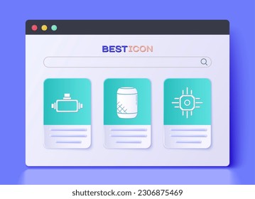Establecer asistente de voz, gafas de realidad virtual e icono de procesador. Vector