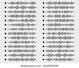 Set voice audio message icon. Collection of sound wave signs. Vector flat illustration for websites, podcasts and banners design. Big symbol collection on transparent background.