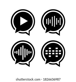 Conjunto de conceptos de icono de voz y vídeo. Muy adecuado para diversos fines comerciales, también para ícono, símbolo, logotipo y muchos más.