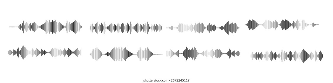 set of voice message equalizer voice sound line with broken