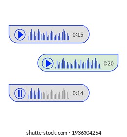 Set Of Voice Messages Icon With Sound Wave. Audio Message Bubble For Social Media Chat. Vector.