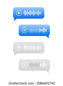 Set voice messages icon with sound wave. Sms template bubbles for compose voice dialogues. Message bubble for social media. Modern flat style vector