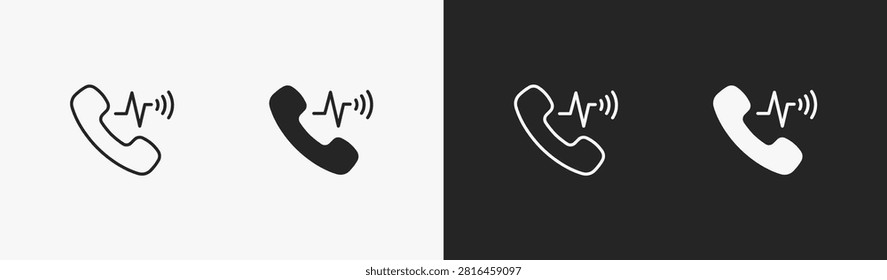 Set of voicemail icon in black and white collection