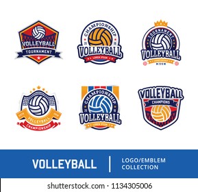 Set of Volleyball badge design logo emblem, Sport emblem insignia templates collection on a light background