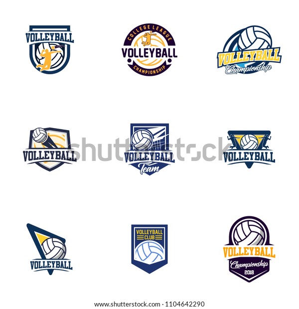 Set Volleyball Badge Design Logo Emblem Stock Vector (Royalty Free ...