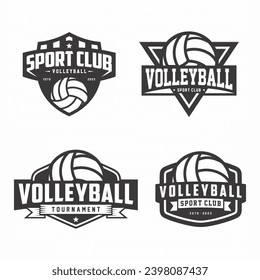 Set of Volleyball club logo badge emblems, Volleyball tournament, Volleyball vector icons on white background