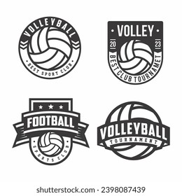 Set of Volleyball club logo badge emblems, Volleyball tournament, Volleyball vector icons on white background