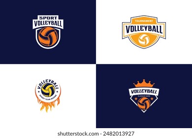 Set of volleyball emblem logo design