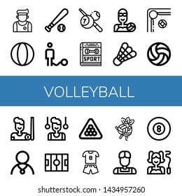 Set of volleyball icons such as Athlete, Ball, Baseball ball, Billiard, Sport, Water polo, Shuttlecock, Volleyball, Gymnast, Hockey pitch , volleyball