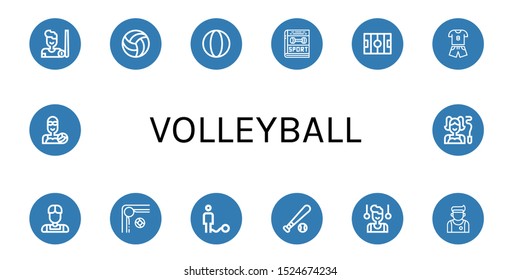 Set of volleyball icons. Such as Billiard, Volleyball, Ball, Sport, Hockey pitch, Athlete, Baseball ball, Gymnast, Water polo , volleyball icons