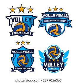 Set of volleyball logo badge. Volleyball championship tournament logo.