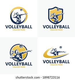 Set volleyball logo template design