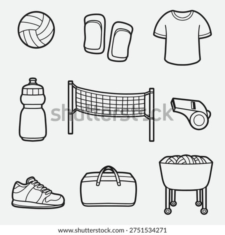 set of volleyball with outline style good for icon, symbol, element design, coloring book, etc