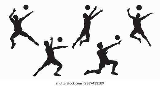 Set of volleyball silhouettes. Vector illustration