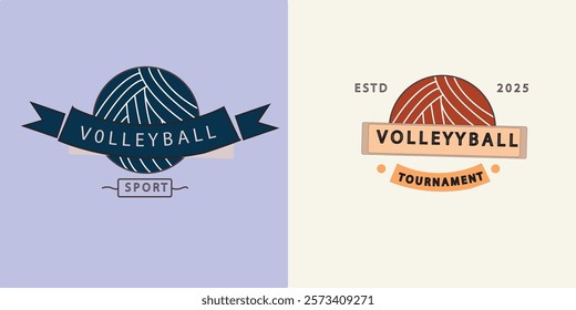  set volleyball sport logo creative design, icon volleyball logo minimalist vector illustration design template