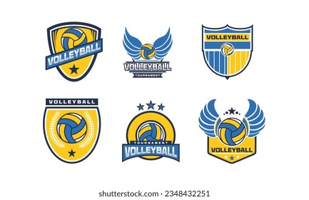 Set of Volleyball team emblem logo design vector illustration