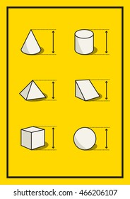 Set of volume geometric figures. Education poster