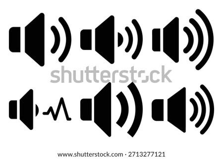 Set of volume high icon silhouette vector art illustration