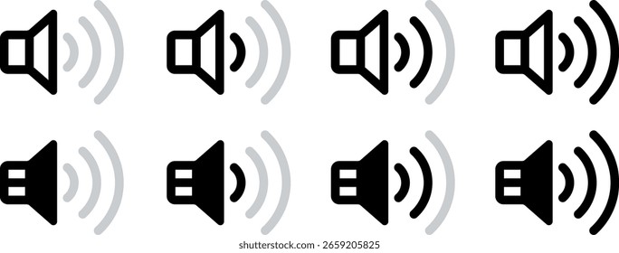 Set of Volume Icon Vectors | Speaker, Audio and Sound Control Symbol Pack
