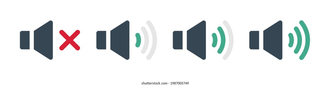 Set of volume icons. Volume sound icons isolated on white. Sound music