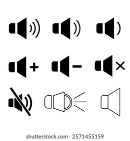 Set of volume icons, Sound volume, Speaker volume icons isolated vector illustration