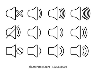 Set of volume icons. Web icons speakers volume. Mute icon.